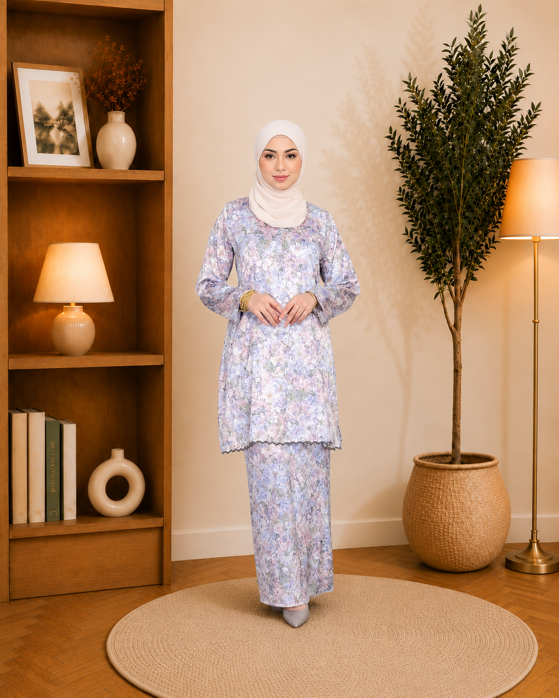 Baju Kurung Deluna Floral | Silk Jacquard