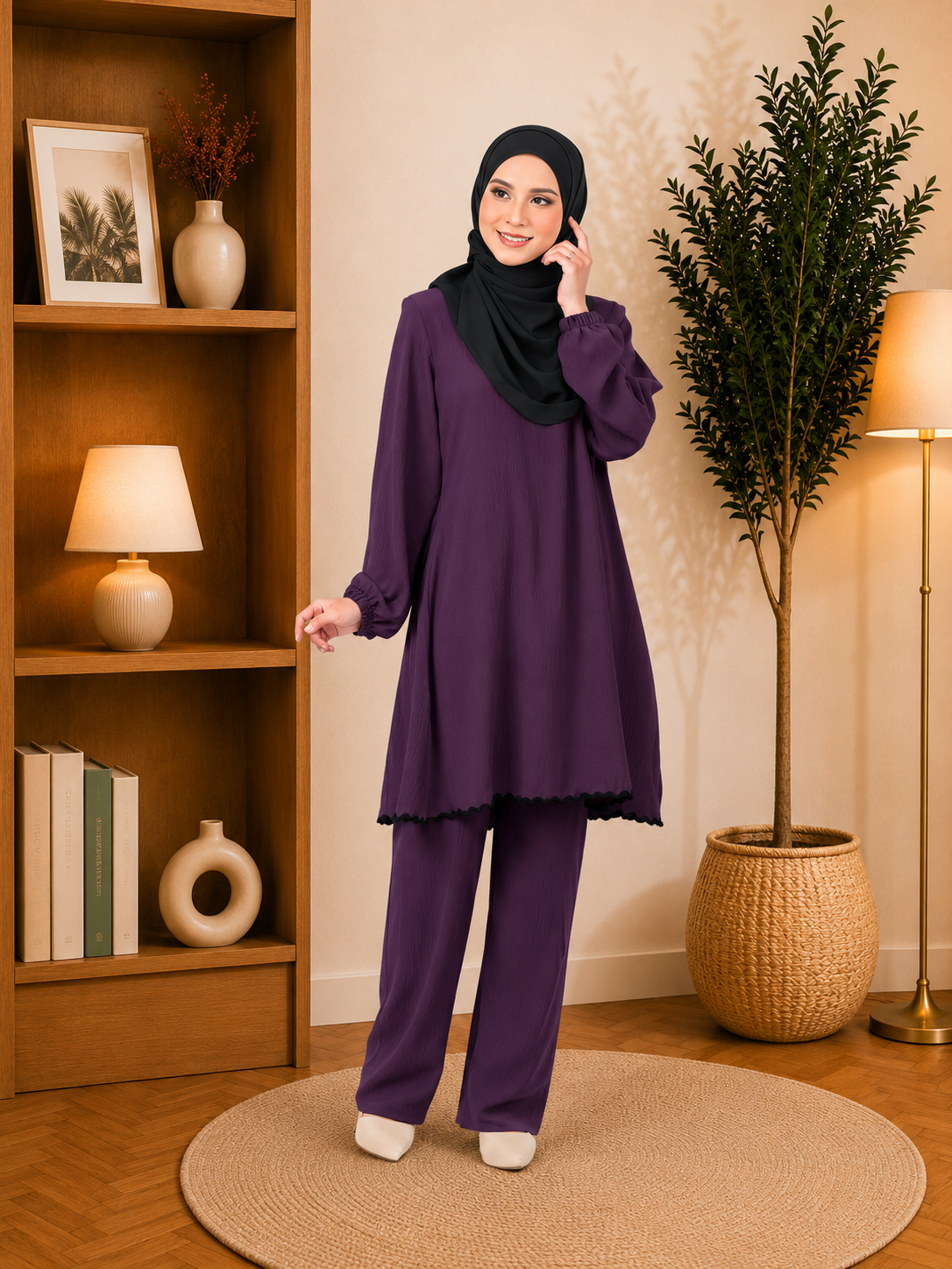 Set Nawrah Blouse & Seluar Ironless
