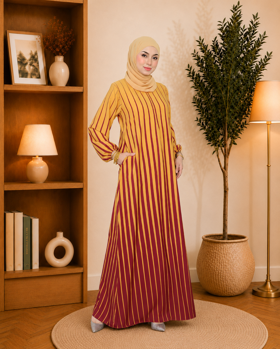 Model wearing Jubah